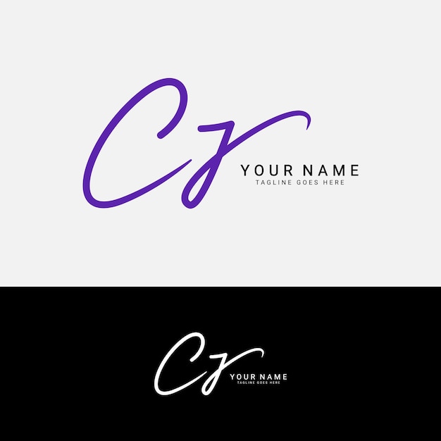 C J Logo à la lettre initiale Alphabet CJ Logo à la main Signature