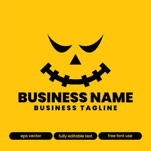 Jack O' Lantern Halloween Citrouille Visage Logo Texte Modifiable Eps Vecteur Style 4