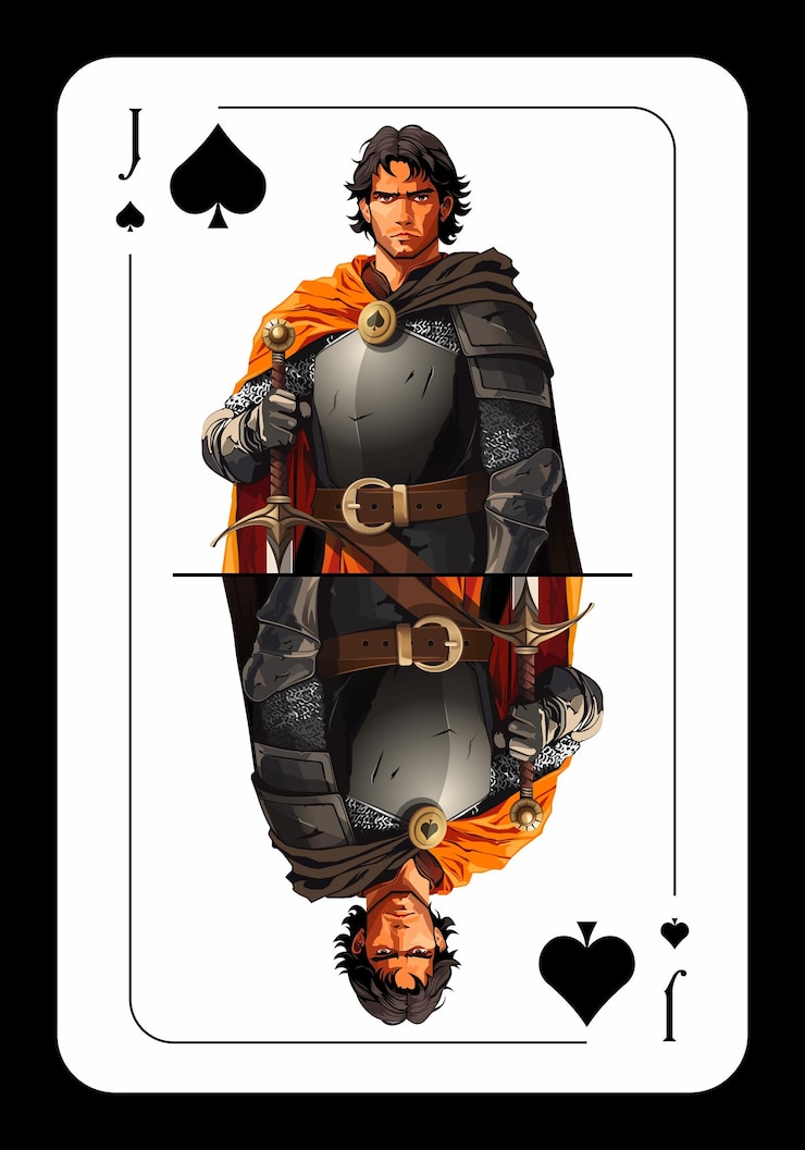 Vecteur jack of spades dessin original de carte à jouer sur fond noir