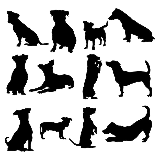 Vecteur jack russell chien silhouettes d'animaux jack russell terrier silhouettes de chien