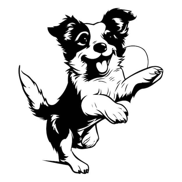 Vecteur jack russell terrier jouant avec une balle illustration vectorielle dans le style des dessins animés