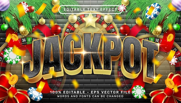 Jackpot Noël Effet De Texte 3d Et Effet De Texte Modifiable Avec Fond De Noël