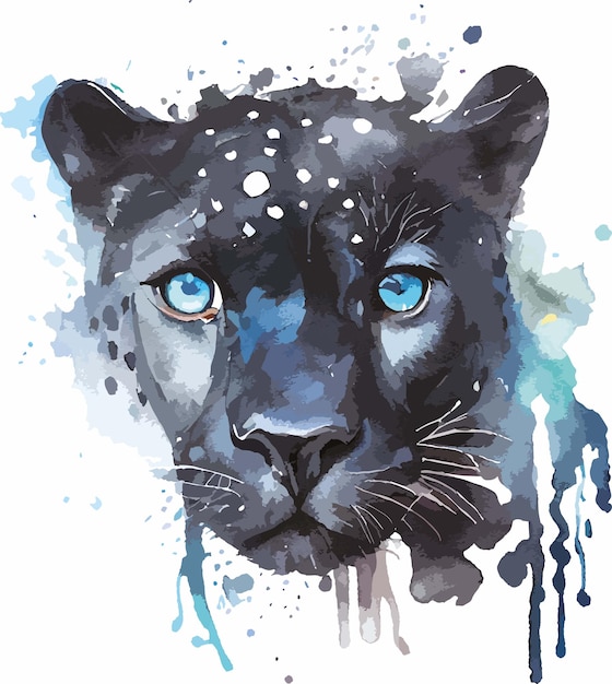 Vecteur jaguar aux yeux bleus et vecteur aquarelle léopard