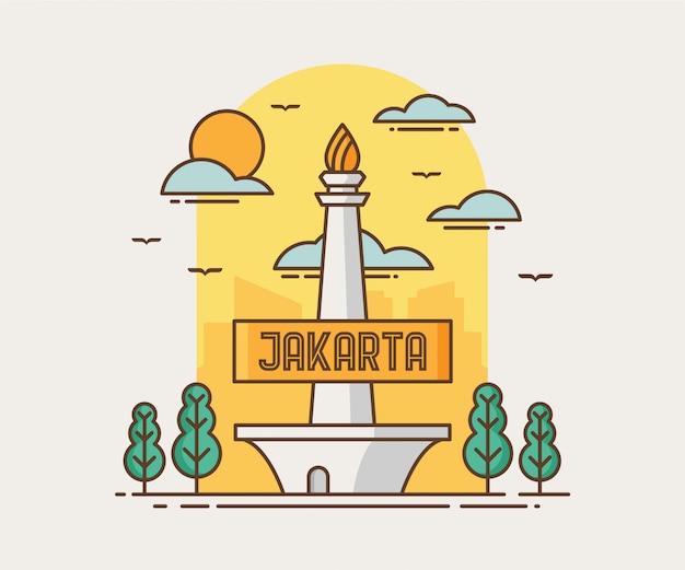 Vecteur jakarta city monas (monumen nasional)