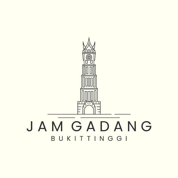 Jam Gadang Avec Style Linéaire Logo Icône Modèle Conception Point De Repère Tour Horloge Bukit Tinggiindonesia Sumatera Barat Illustration Vectorielle