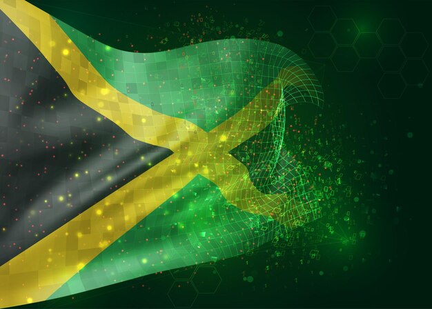 La Jamaïque, sur le drapeau 3d vectoriel sur fond vert avec des polygones et des numéros de données