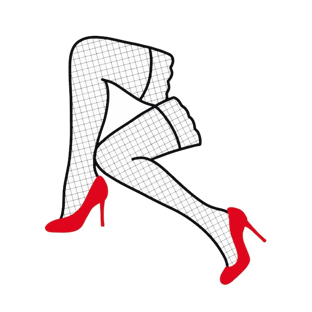 Jambes de femmes en bas et chaussures rouges vector illustration design pour la publicité d'impression d'autocollants...