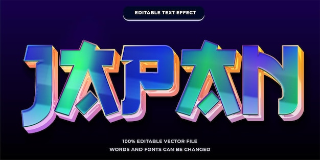 Japan Text Effect Tech Style Polychrome Avec Police Modifiable