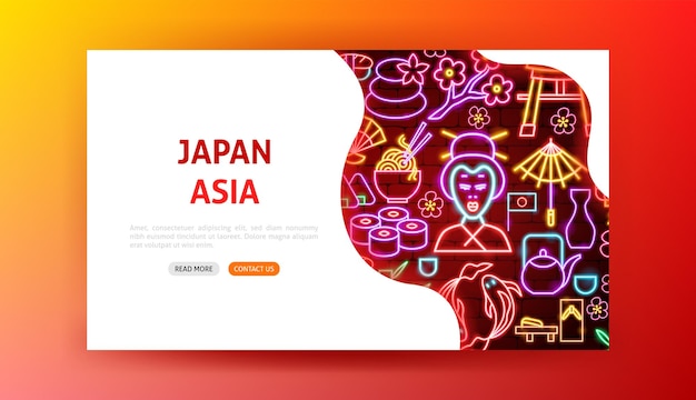 Vecteur japon asie neon landing page