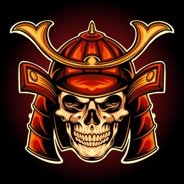 Japon Skull Samurai Warrior Illustrations Vectorielles Pour Votre Travail Logo, T-shirt De Mascotte, Autocollants Et Conceptions D'étiquettes, Affiche, Cartes De Voeux Entreprise Ou Marques Publicitaires.