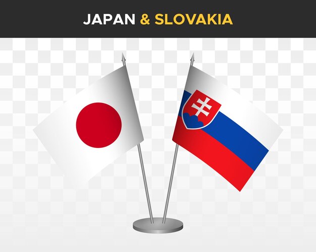 Japon Vs Slovaquie Drapeaux De Bureau Maquette Isolé Illustration Vectorielle 3d Drapeaux De Table Japonais