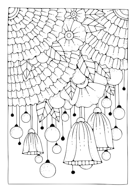 Vecteur jardin de fleurs magiques, page de livre de coloriage. art-thérapie pour enfants et adultes. illustration vectorielle florale à colorier. fond de fleur de ligne d'art.