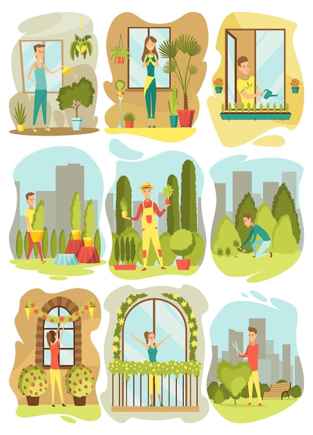 Jardinage urbain personnes qui prennent soin des plantes style de vie vert écologique et durable urbain