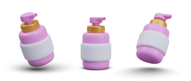 Vecteur jarret de pompe mignon pour les cosmétiques liquides bouteille rose avec dorage pour les cosmétiques de soins glamour