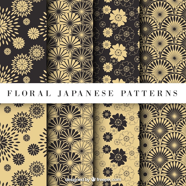 Jaune Motif Floral Japonais