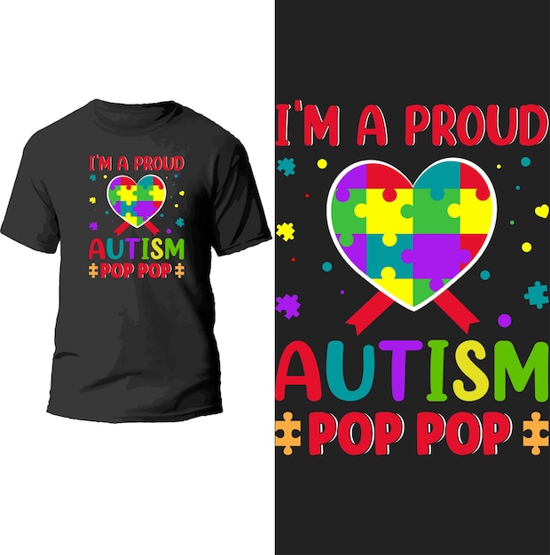 Vecteur je suis un fier design de t-shirt pop pop autisme.