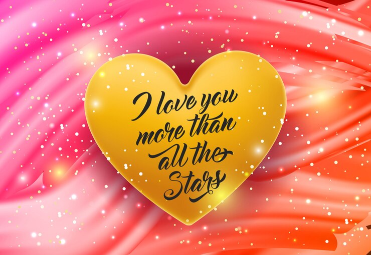 Je t&#39;aime lettrage sur le coeur d&#39;or