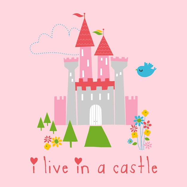 Je Vis Dans Une Illustration D'affiche De Château Avec Un Design De Style Dessin Animé