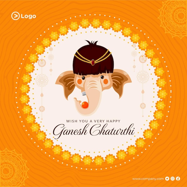 Je Vous Souhaite Un Modèle De Conception De Bannière Ganesh Chaturthi Très Heureux