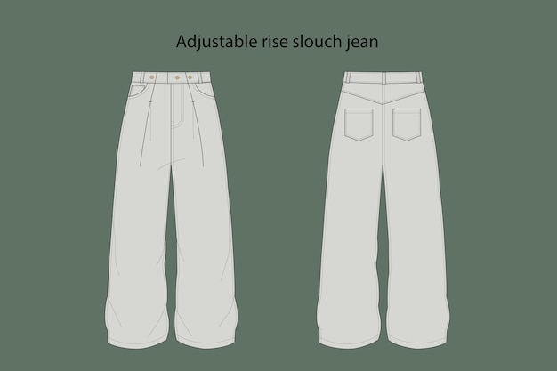 Vecteur jean ample à taille ajustable 1