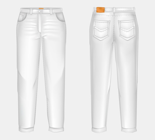 Vecteur jeans casual blanc réaliste de vecteur