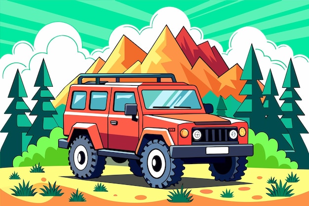 Jeep SUV off-road illustration vectorielle de dessin animé ATV voiture automobile machine