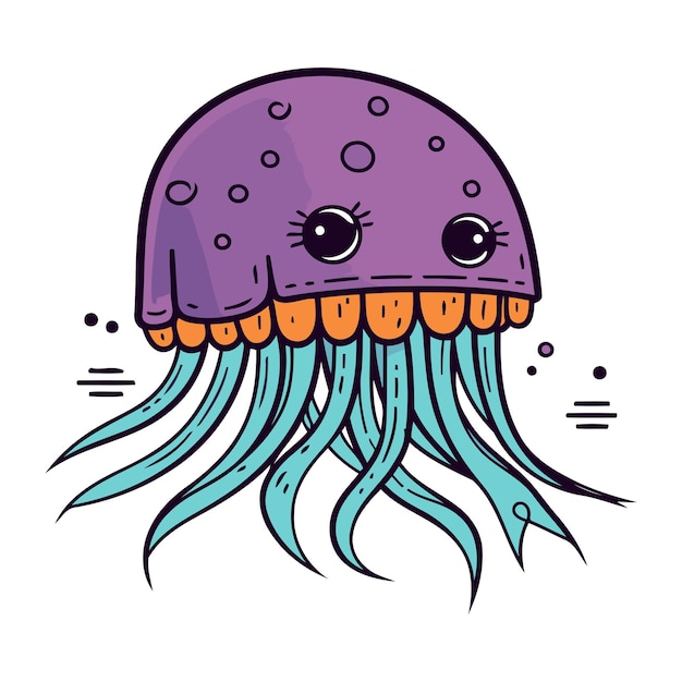 Vecteur jellyfish de dessin animé vector illustration d'un animal marin