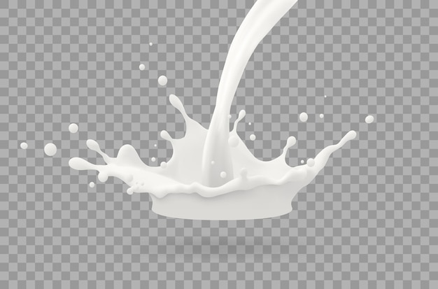 Jet de lait éclaboussure laiteuse vecteur éclaboussure blanche liquide réaliste sur fond isolé illustration 3d