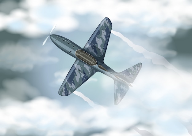 Vecteur jet militaire volant dans le ciel