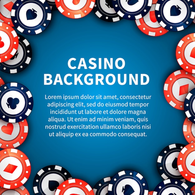 Jetons de casino sur la table, arrière-plan avec un modèle de texte