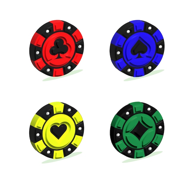 jetons de poker bouclés 3D avec différentes combinaisons