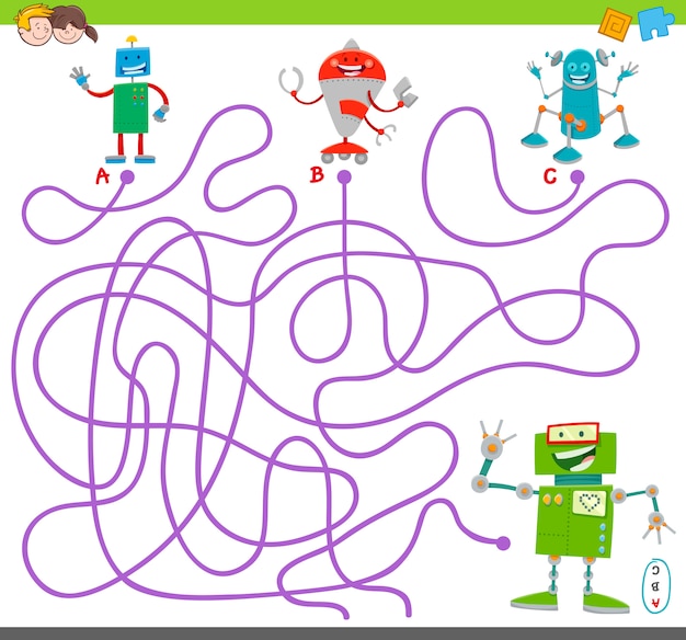Jeu d'activité Puzzle Maze avec des personnages de robots