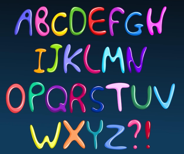 Un jeu d'alphabets de spaghettis colorés