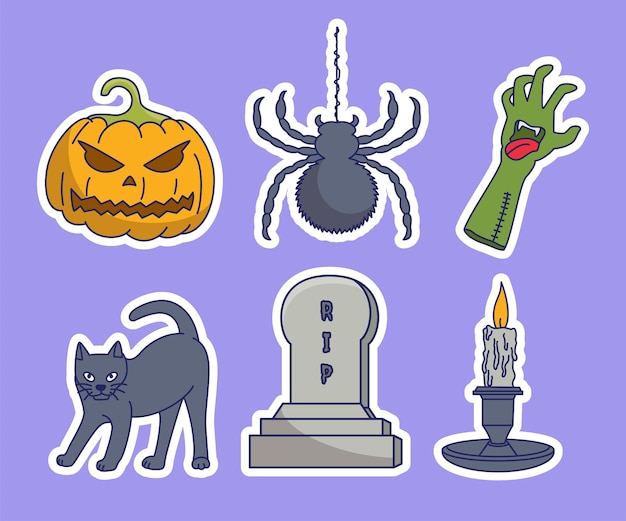 Le jeu d'autocollants d'Halloween Le jeu d'éléments d'Halloween