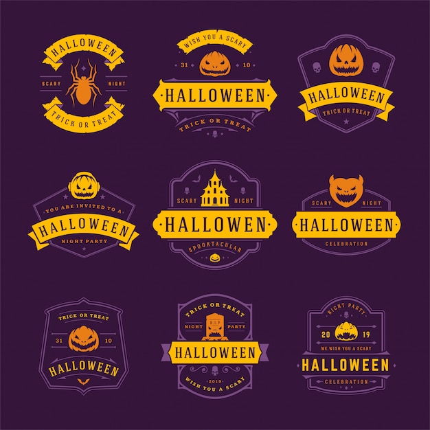 Jeu De Badges Et étiquettes Joyeux Halloween