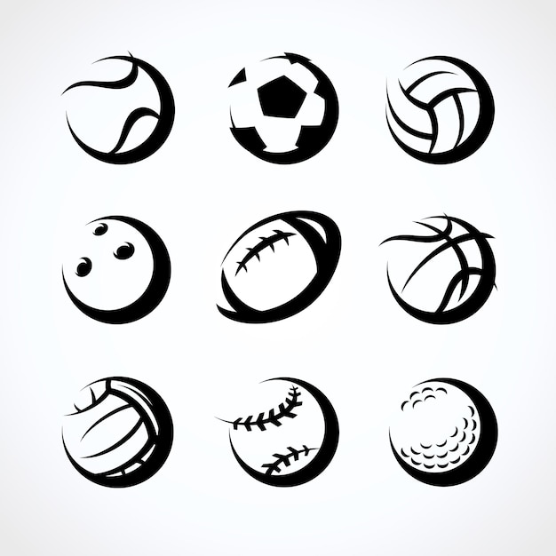 Jeu de balles de sport Icônes de collection balles de sport Vector