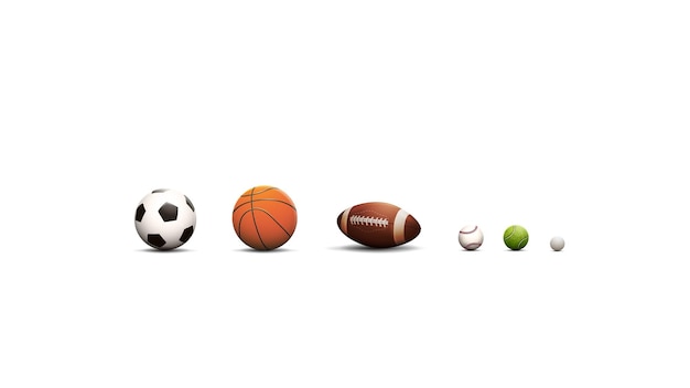 Jeu de balles de sport isolé sur fond blanc
