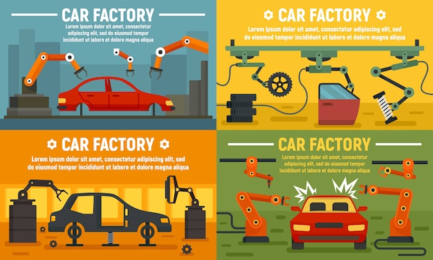 Jeu De Bannière D'usine De Voiture Industrie