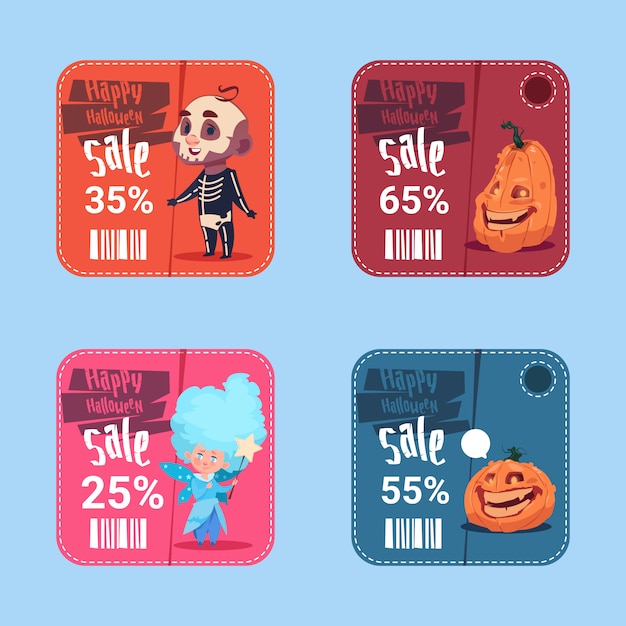 Jeu De Bannières De Vente Halloween Concept De Collecte De Rabais Saisonniers