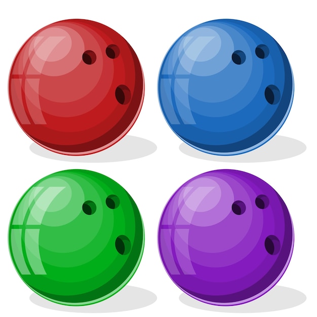 Vecteur jeu de boules de bowling colorées réalistes. illustration vectorielle, élément de conception.