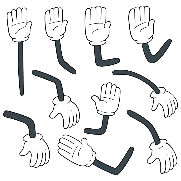 Vecteur jeu de bras de dessin animé