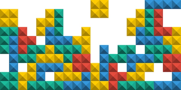 Jeu De Briques De Pixels Tetris. Jeu De Fond Coloré De Tetris. Illustration Vectorielle