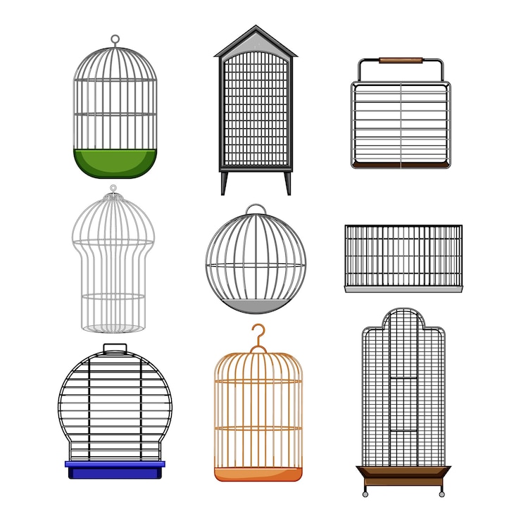 Vecteur jeu de cage d'oiseau illustration vectorielle de dessin animé