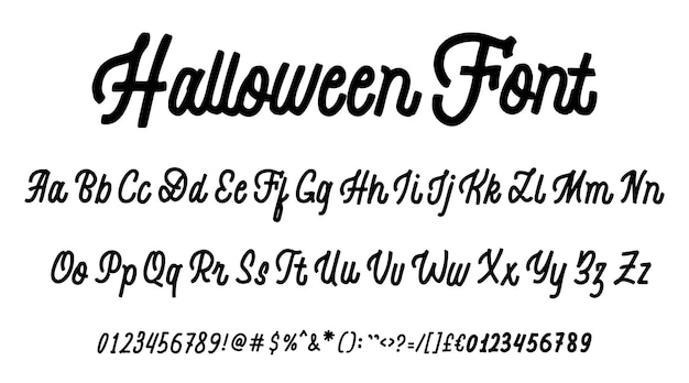 Vecteur jeu de caractères dessinés à la main halloween font isolé sur blanc