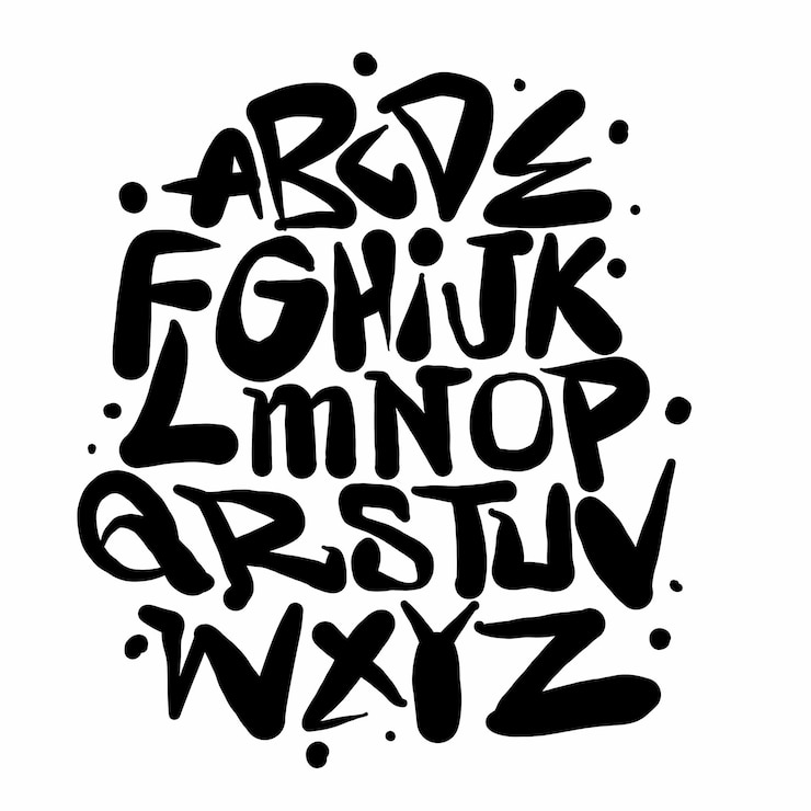 Vecteur jeu de caractères dessinés à la main isolé sur blanc. brossez les caractères peints, police du logo vectoriel. alphabet de typographie pour vos créations