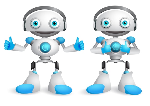 Jeu de caractères vectoriels de robots Élément de conception de robot de mascotte drôle pour la présentation