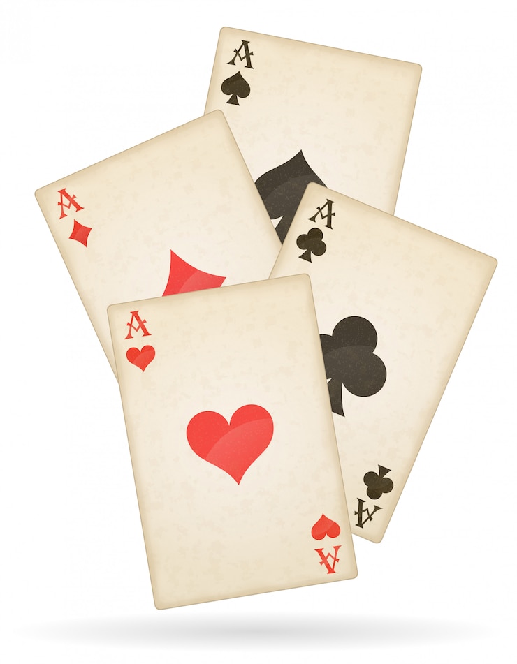 Vecteur jeu de cartes aces de différentes couleurs convient à l&#39;ancienne illustration vectorielle rétro