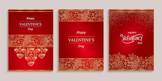 Jeu De Cartes Happy Valentines Day Illustration Vectorielle Conception De Brochure De Vacances