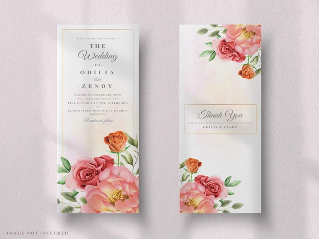 Jeu De Cartes De Mariage Rose Rouge Et Pivoine