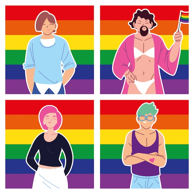 Jeu De Cartes Avec Des Personnes Et Un Drapeau De Fierté Lgbtq